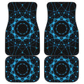 Dark Blue Kaleidoscope Print Front and Back Car Floor Mats