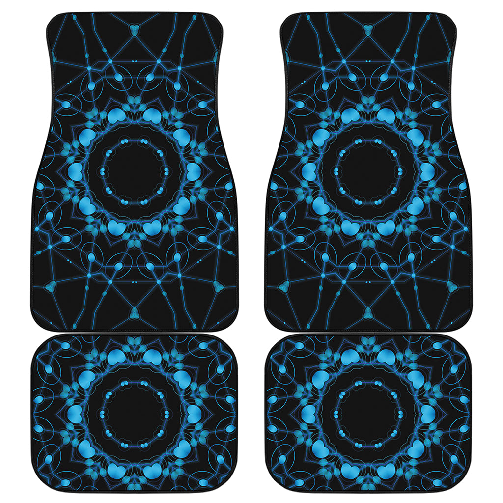 Dark Blue Kaleidoscope Print Front and Back Car Floor Mats