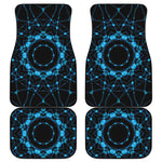 Dark Blue Kaleidoscope Print Front and Back Car Floor Mats