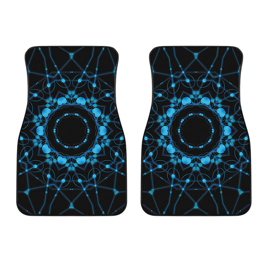 Dark Blue Kaleidoscope Print Front Car Floor Mats