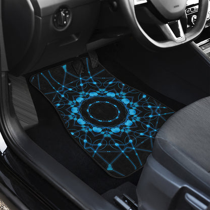 Dark Blue Kaleidoscope Print Front Car Floor Mats