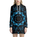Dark Blue Kaleidoscope Print Hoodie Dress