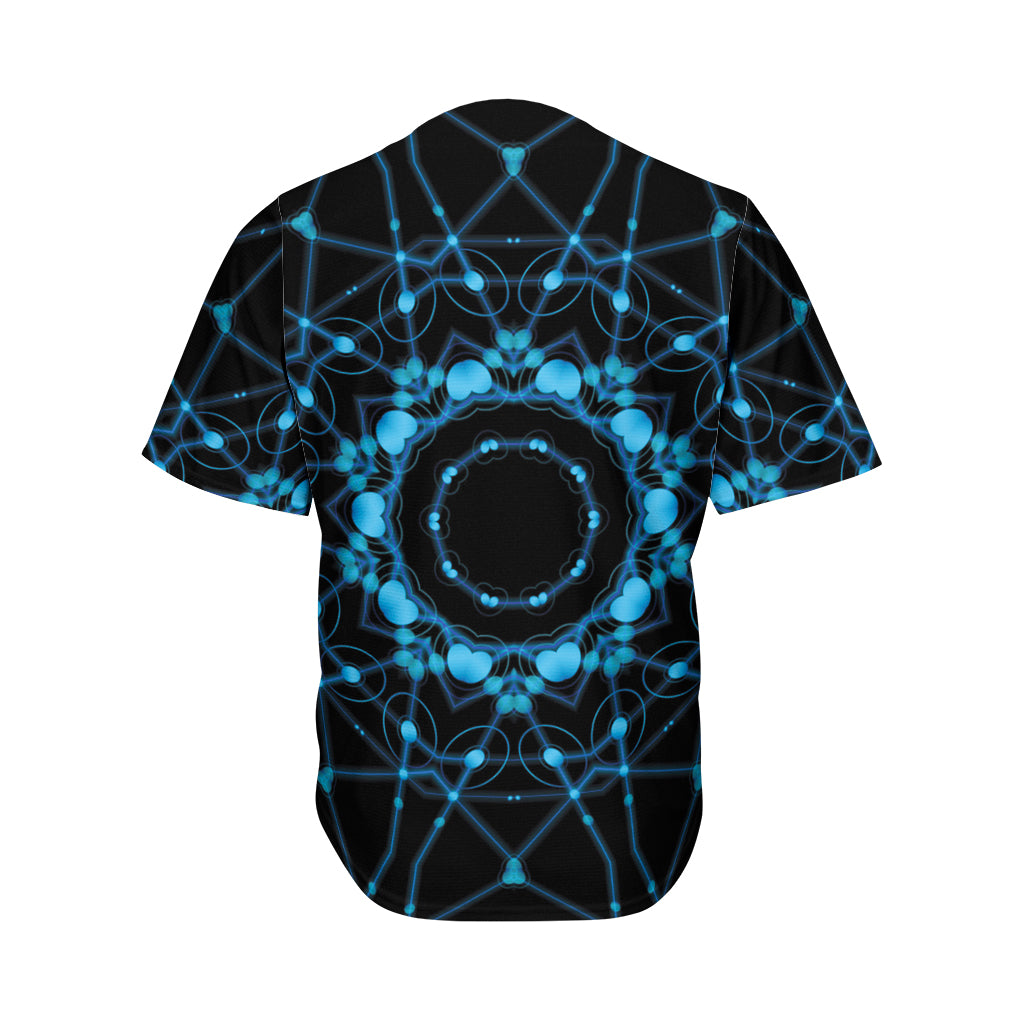 Dark Blue Kaleidoscope Print Men's Baseball Jersey