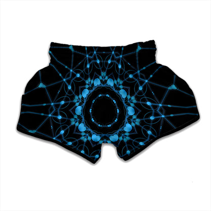 Dark Blue Kaleidoscope Print Muay Thai Boxing Shorts