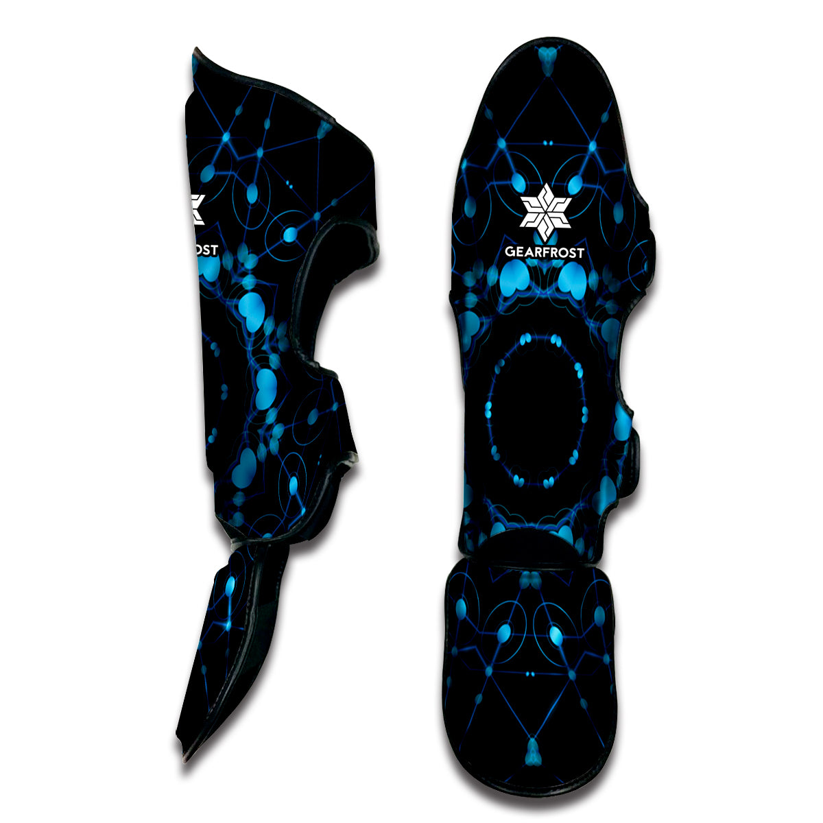 Dark Blue Kaleidoscope Print Muay Thai Shin Guard