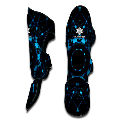 Dark Blue Kaleidoscope Print Muay Thai Shin Guard