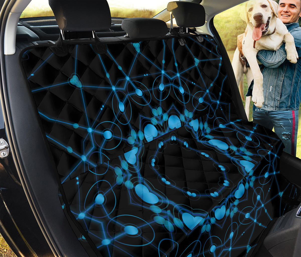 Dark Blue Kaleidoscope Print Pet Car Back Seat Cover