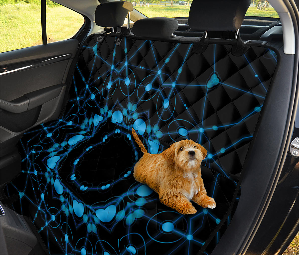 Dark Blue Kaleidoscope Print Pet Car Back Seat Cover