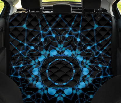 Dark Blue Kaleidoscope Print Pet Car Back Seat Cover
