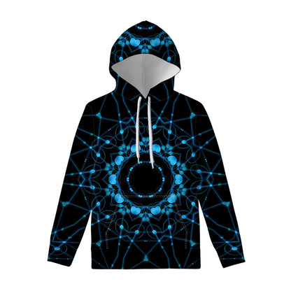 Dark Blue Kaleidoscope Print Pullover Hoodie