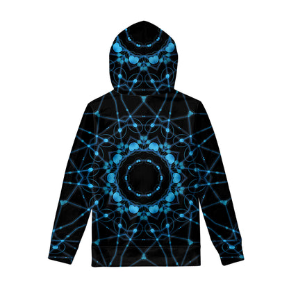 Dark Blue Kaleidoscope Print Pullover Hoodie