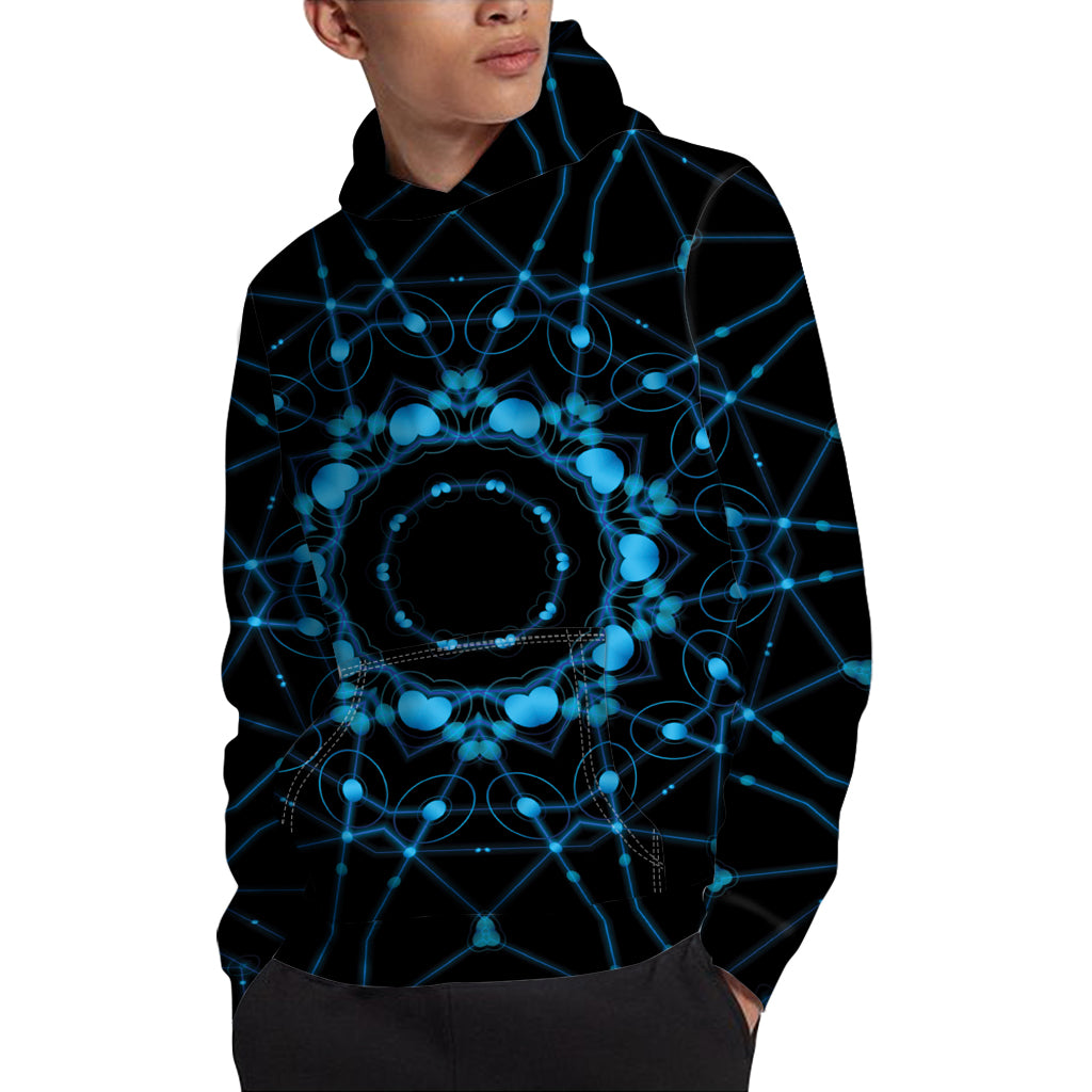 Dark Blue Kaleidoscope Print Pullover Hoodie