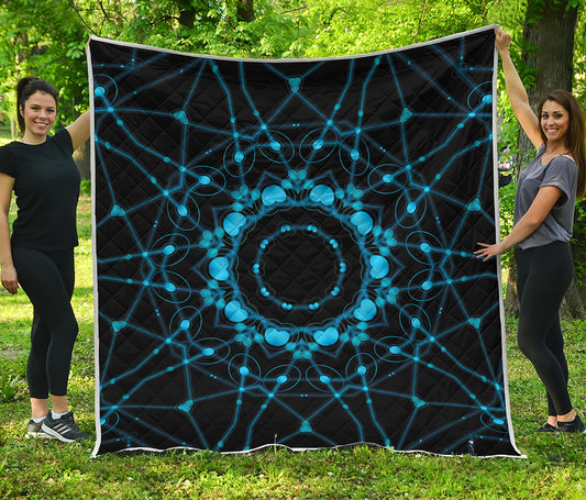 Dark Blue Kaleidoscope Print Quilt