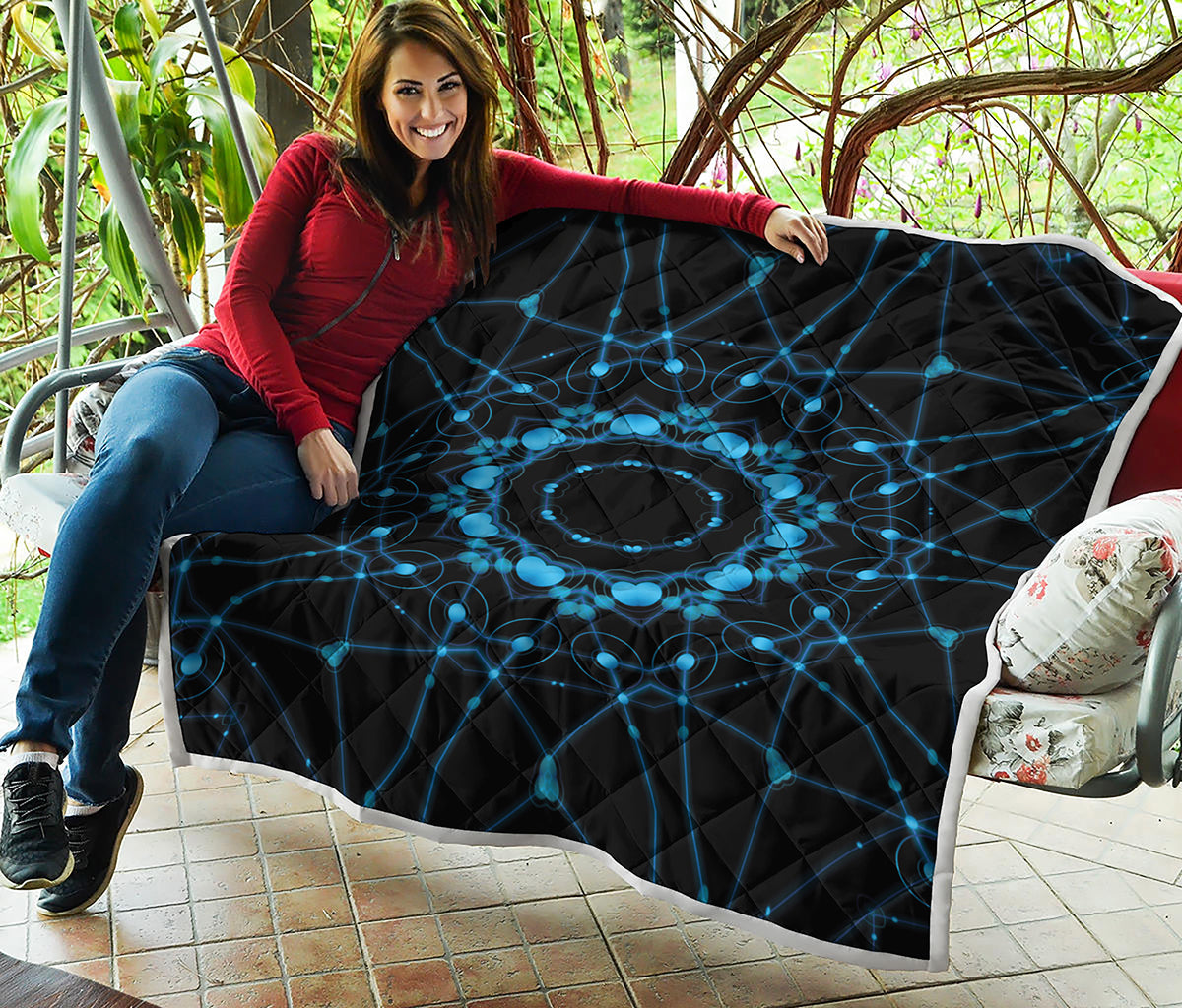 Dark Blue Kaleidoscope Print Quilt