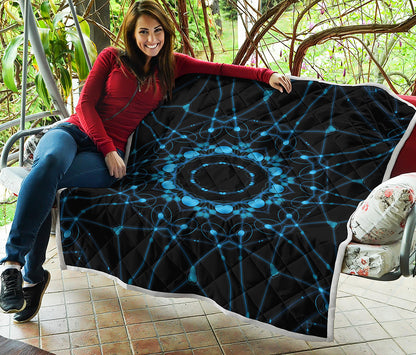 Dark Blue Kaleidoscope Print Quilt