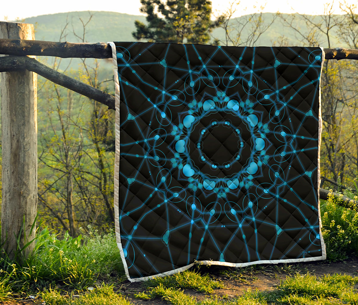 Dark Blue Kaleidoscope Print Quilt