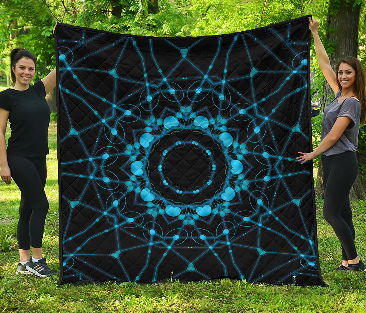 Dark Blue Kaleidoscope Print Quilt