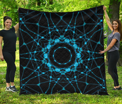 Dark Blue Kaleidoscope Print Quilt