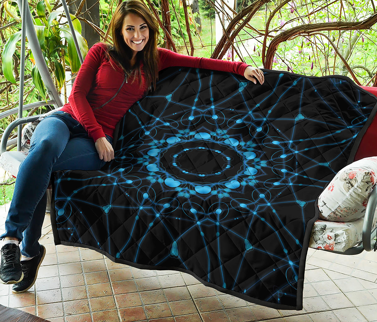 Dark Blue Kaleidoscope Print Quilt