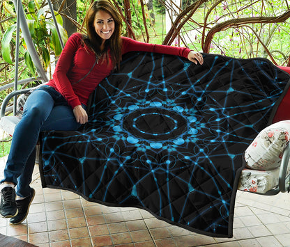 Dark Blue Kaleidoscope Print Quilt