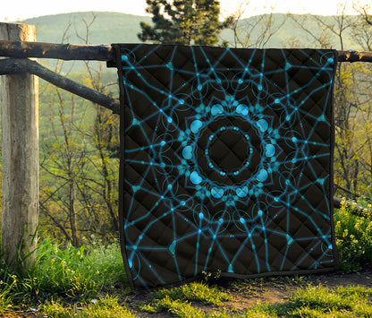 Dark Blue Kaleidoscope Print Quilt