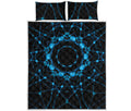 Dark Blue Kaleidoscope Print Quilt Bed Set
