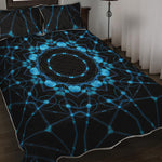 Dark Blue Kaleidoscope Print Quilt Bed Set