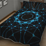 Dark Blue Kaleidoscope Print Quilt Bed Set