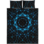 Dark Blue Kaleidoscope Print Quilt Bed Set