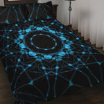 Dark Blue Kaleidoscope Print Quilt Bed Set
