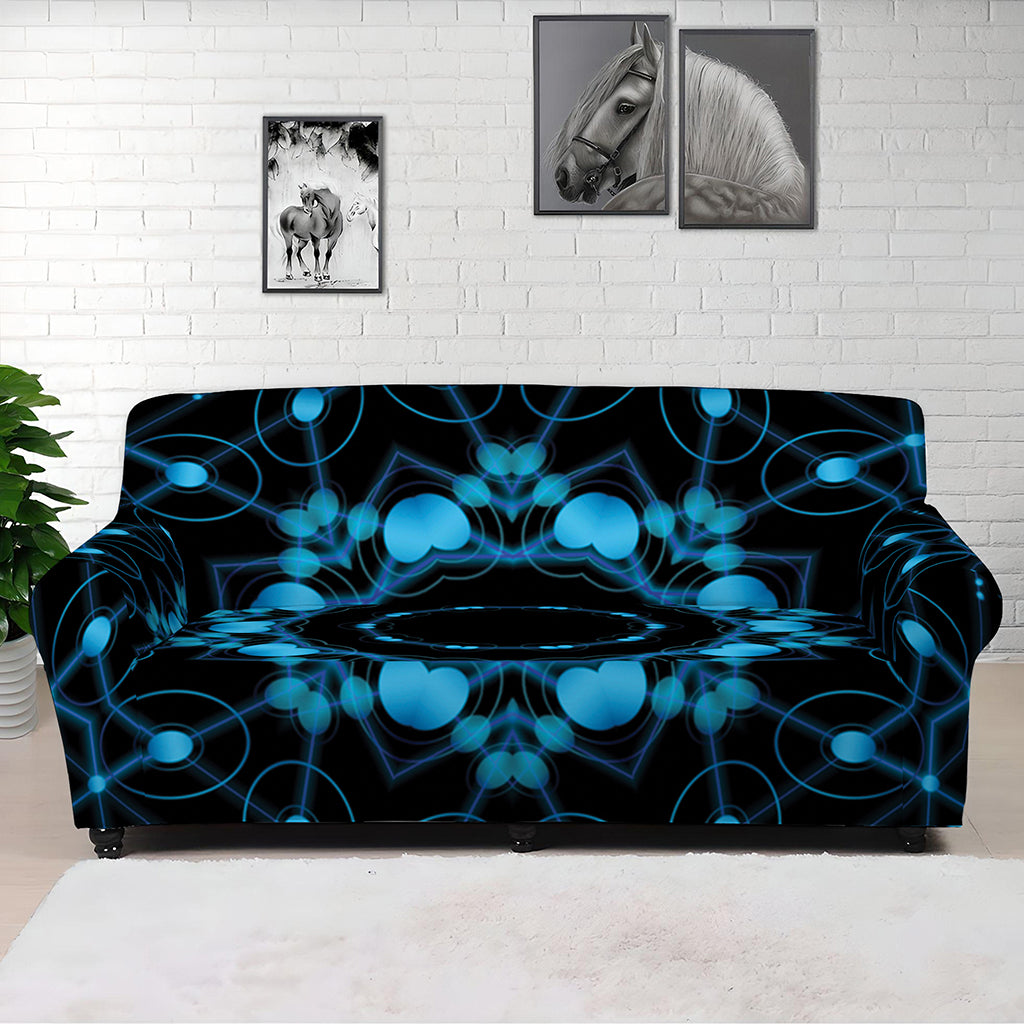 Dark Blue Kaleidoscope Print Sofa Cover