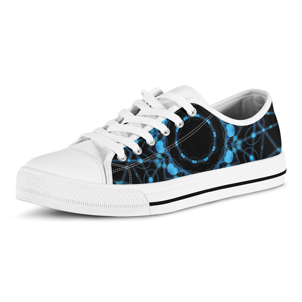 Dark Blue Kaleidoscope Print White Low Top Shoes