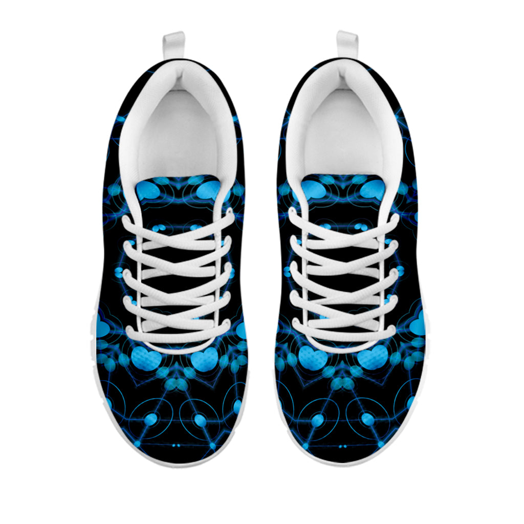 Dark Blue Kaleidoscope Print White Sneakers