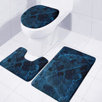 Dark Blue Marble Print 3 Piece Bath Mat Set