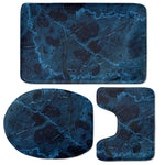 Dark Blue Marble Print 3 Piece Bath Mat Set