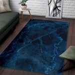 Dark Blue Marble Print Area Rug GearFrost