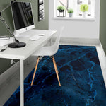 Dark Blue Marble Print Area Rug GearFrost