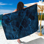 Dark Blue Marble Print Beach Sarong Wrap