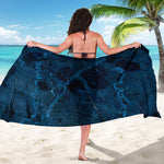 Dark Blue Marble Print Beach Sarong Wrap