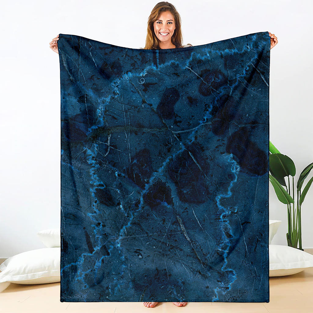 Dark Blue Marble Print Blanket