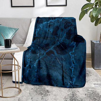 Dark Blue Marble Print Blanket