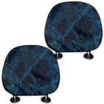 Dark Blue Marble Print Car Headrest Covers