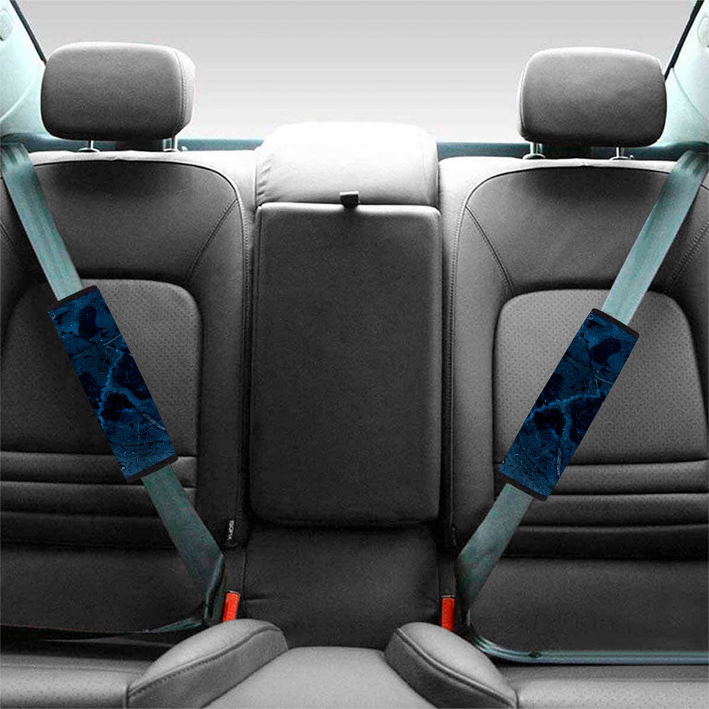 Dark Blue Marble Print Car Seat Belt Covers