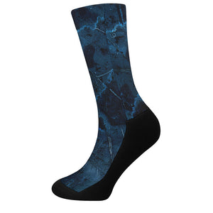 Dark Blue Marble Print Crew Socks