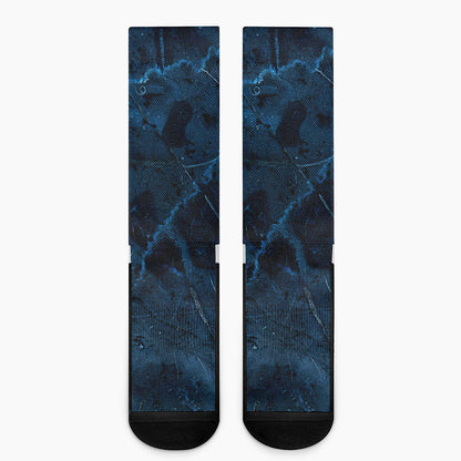 Dark Blue Marble Print Crew Socks