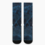 Dark Blue Marble Print Crew Socks