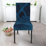 Dark Blue Marble Print Dining Chair Slipcover