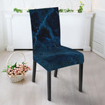 Dark Blue Marble Print Dining Chair Slipcover