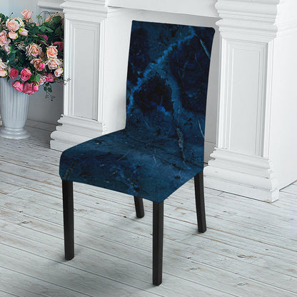 Dark Blue Marble Print Dining Chair Slipcover