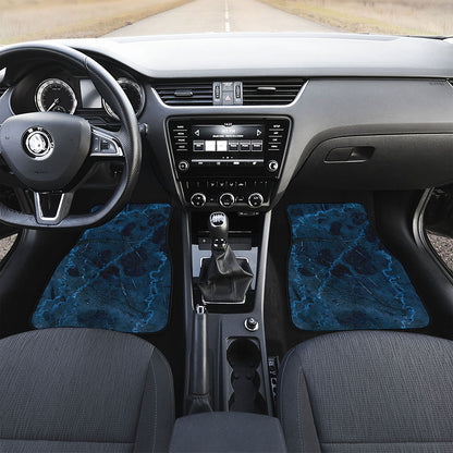 Dark Blue Marble Print Front Car Floor Mats